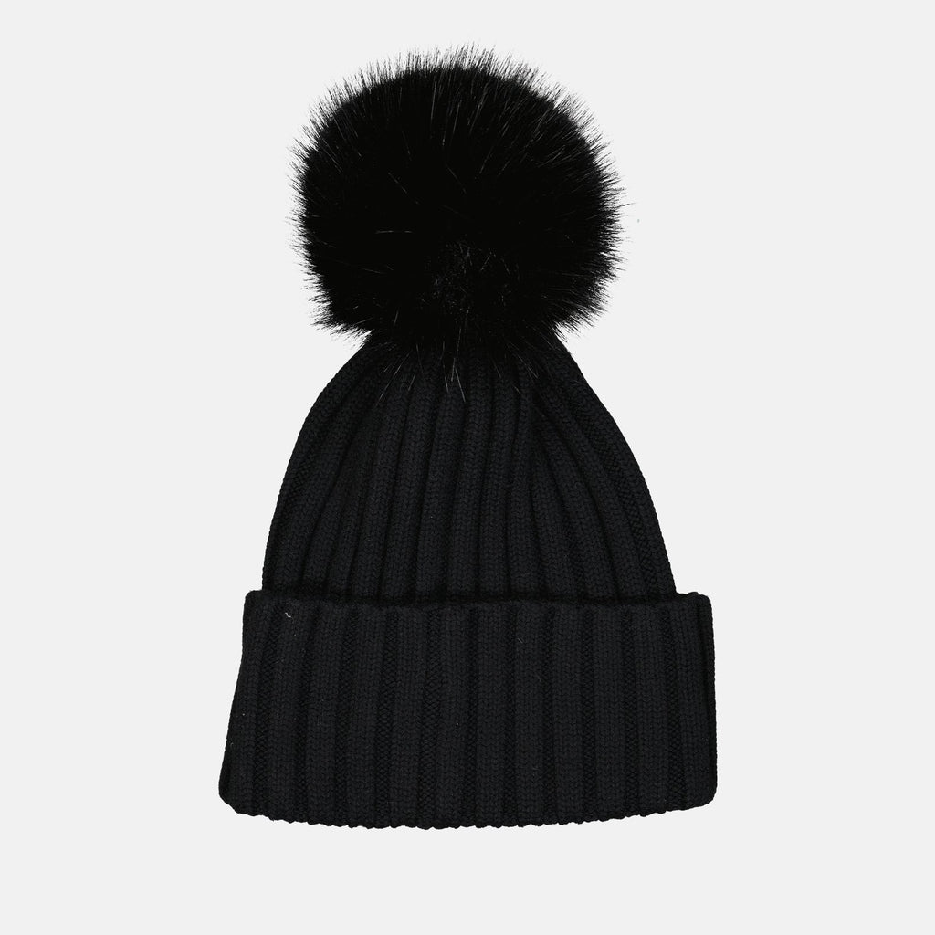 Moncler, beanie, pompom, black knit, luxury accessory