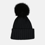 Moncler, beanie, pompom, black knit, luxury accessory