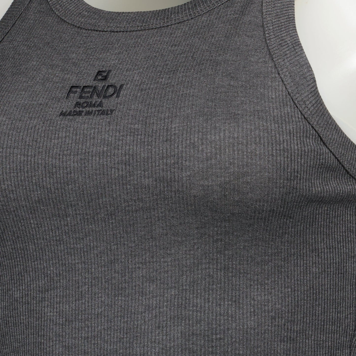 Fendi tank top, grey sleeveless top, women's fashion, cotton slim fit, autumn-winter collection