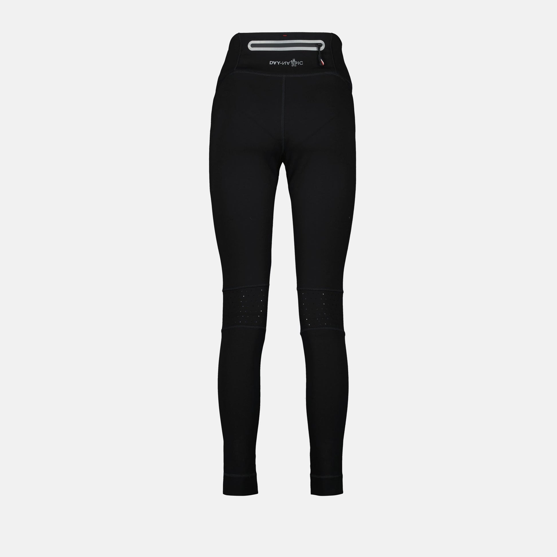 black leggings, Moncler Grenoble, nylon leggings, slim fit, reflective details