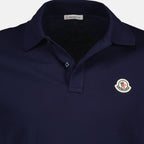 Image of Moncler Navy Logo Polo by Moncler for Men - Season Spring-Summer 2025 - Detail View 7