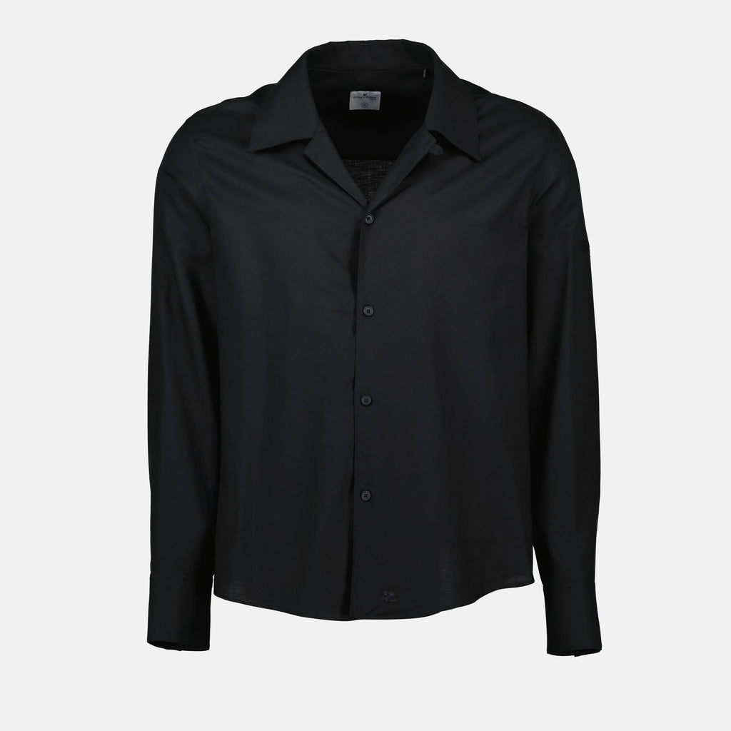 black cotton shirt, Courrèges shirt, men's cotton shirt, premium shirt, pointed collar shirt