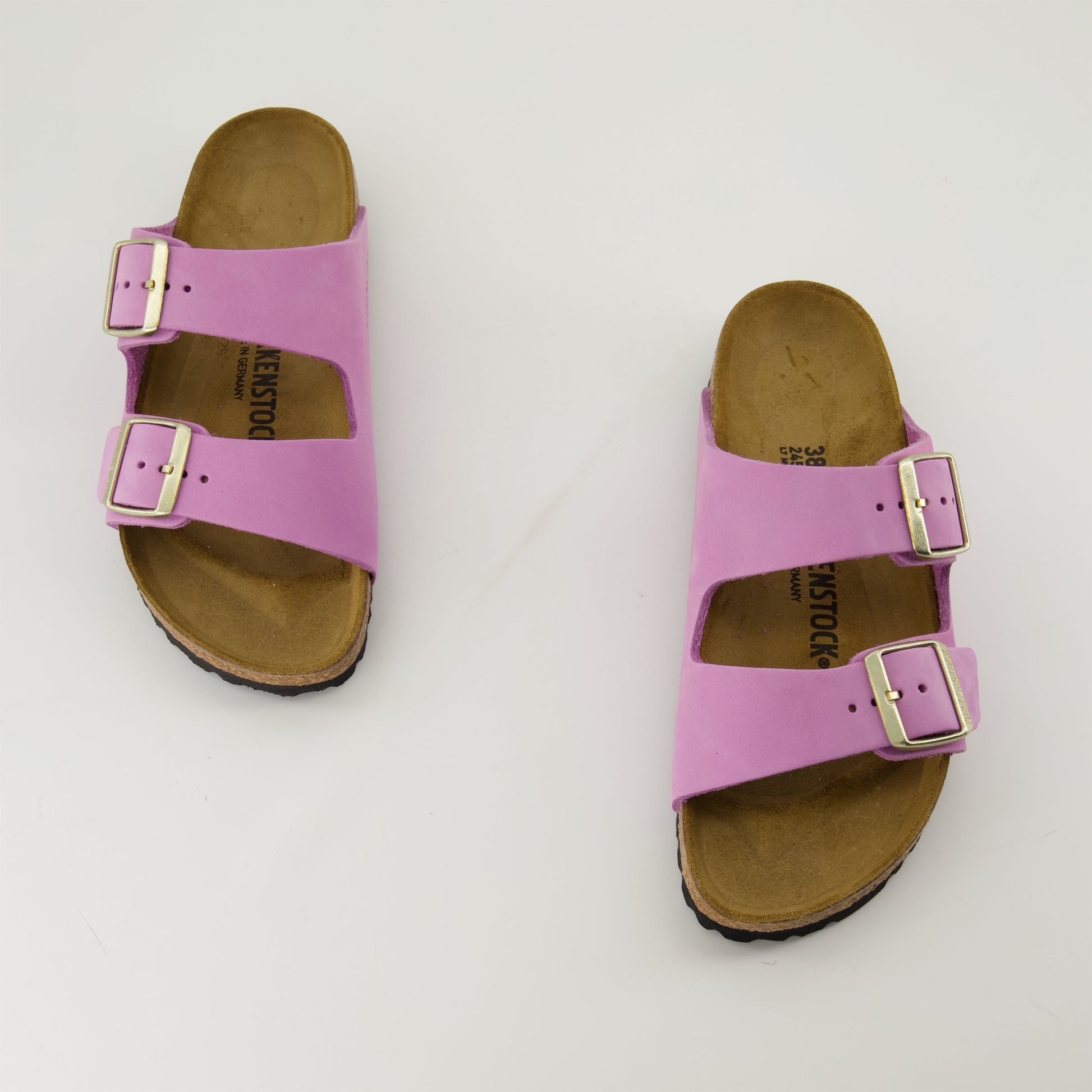 pink nubuck sandals, adjustable sandals, comfortable footbed, slip-on style, fashionable sandals