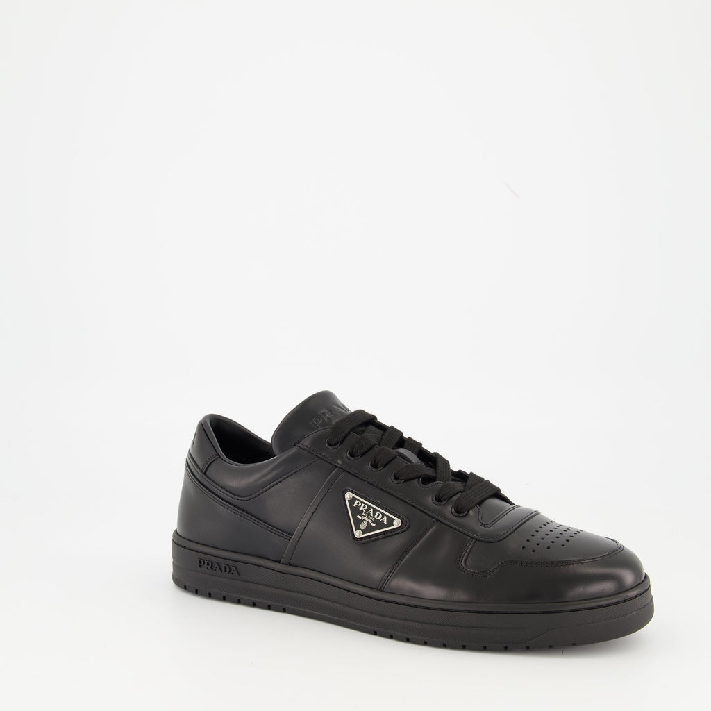 Prada baskets, black leather sneakers, luxury footwear, Autumn-Winter collection, designer shoes