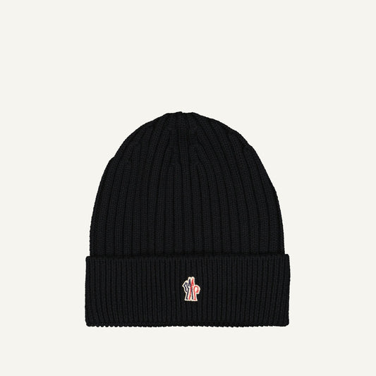 Moncler Grenoble, wool beanie, black beanie, winter accessory, premium wool