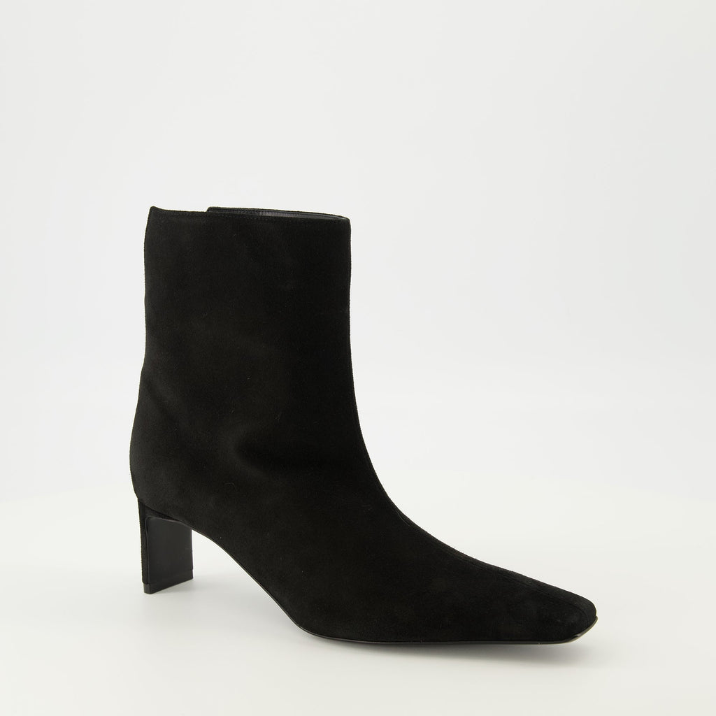 Khaite boots, Ona noir, calf leather, ankle boots, Fall-Winter collection