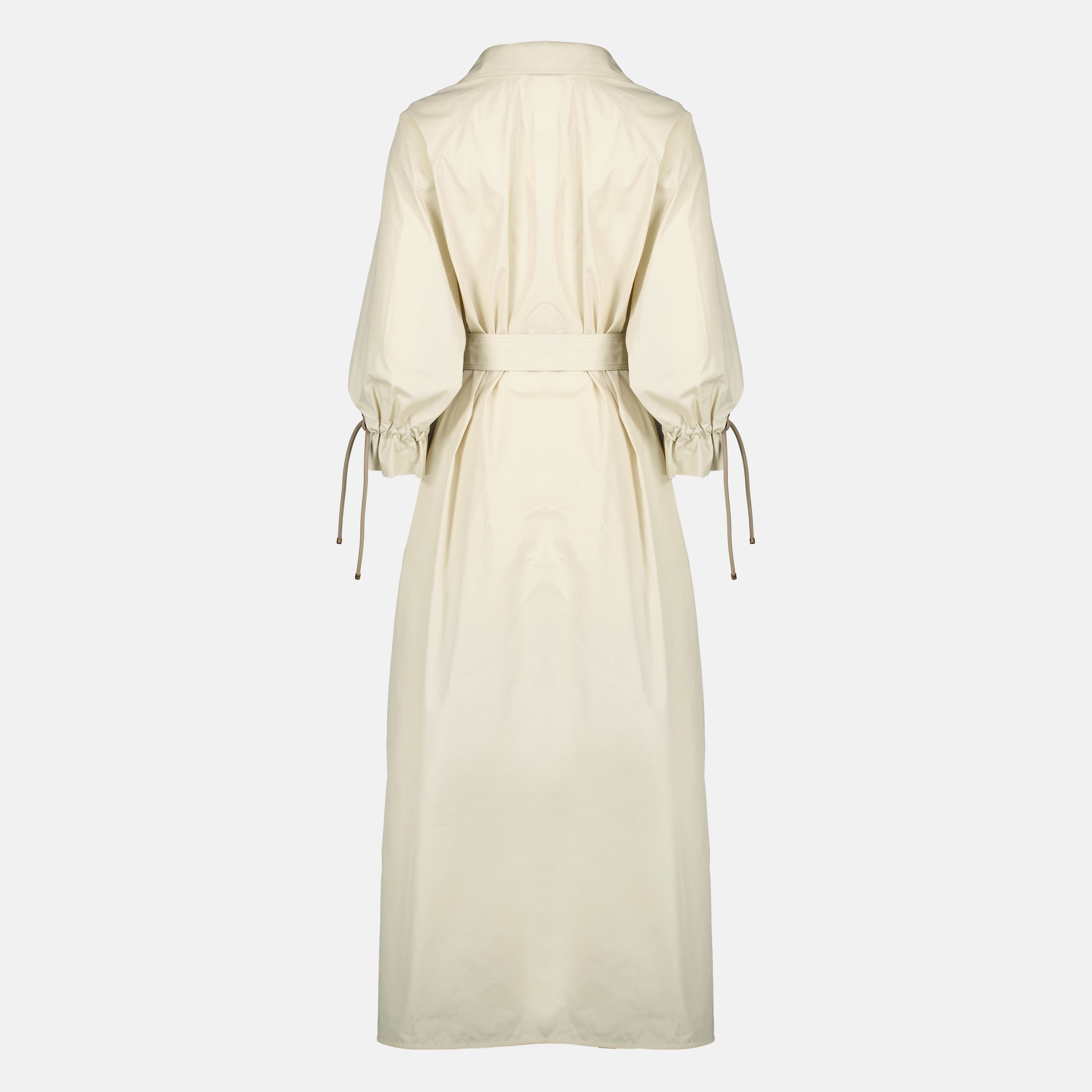 Image d'une robe en popeline de coton beige par Max Mara pour femmes - Saison Printemps-Été 2026 - Vue de dos
