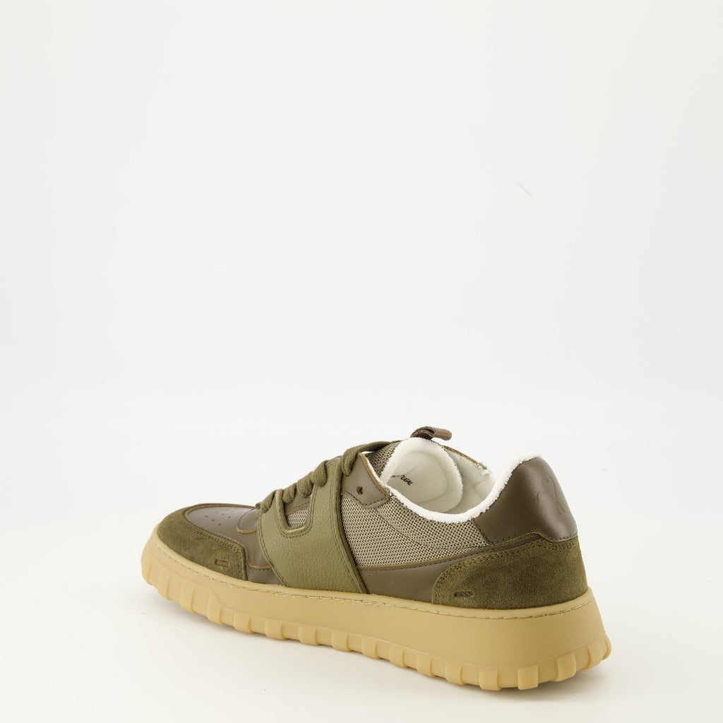 AMI Paris sneakers, Kaki sneakers, unisex footwear, contemporary fashion, leather and suede shoes