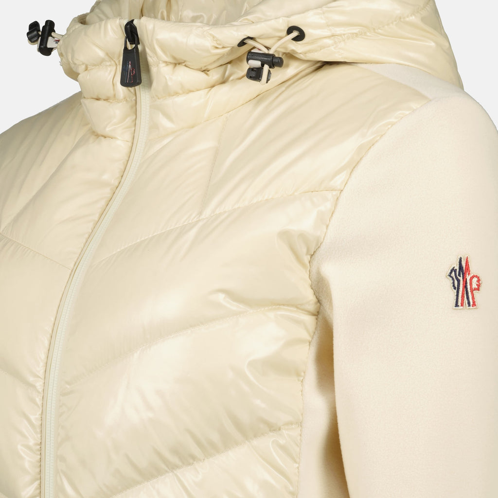 Moncler Grenoble cardigan, white zip cardigan, fleece cardigan, autumn winter collection, women's designer cardigan