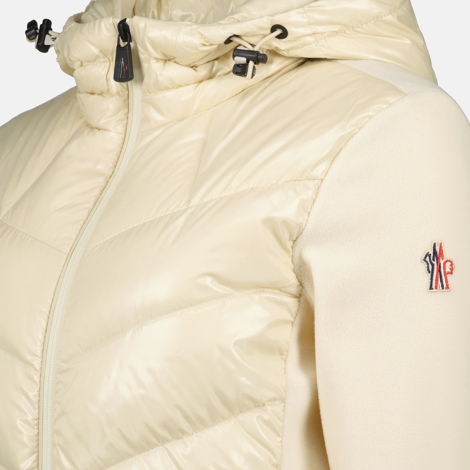 Moncler Grenoble cardigan, white zip cardigan, fleece cardigan, autumn winter collection, women's designer cardigan