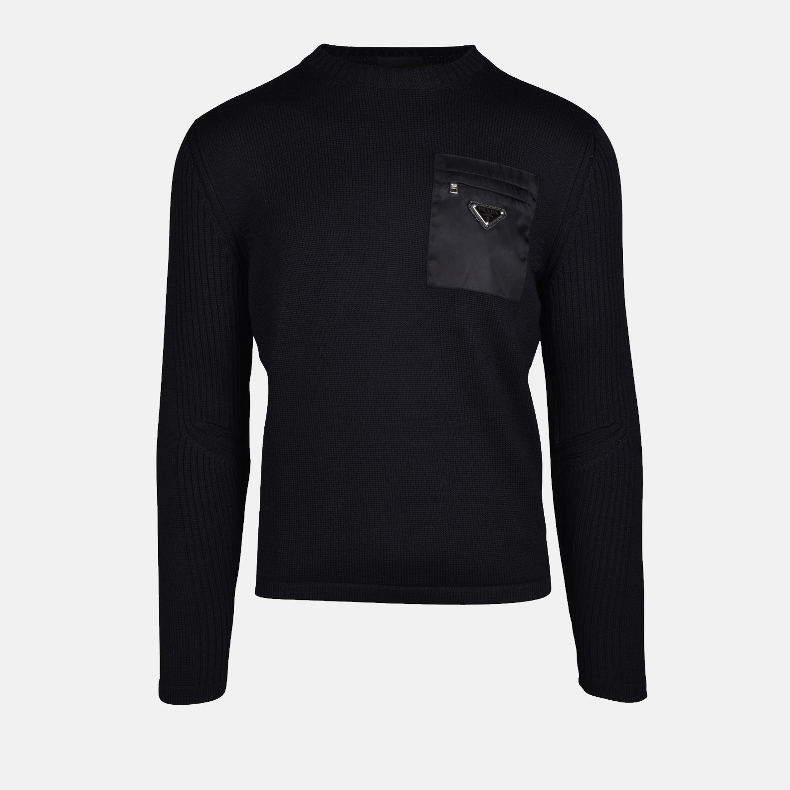 Black Wool and Re-Nylon Sweater