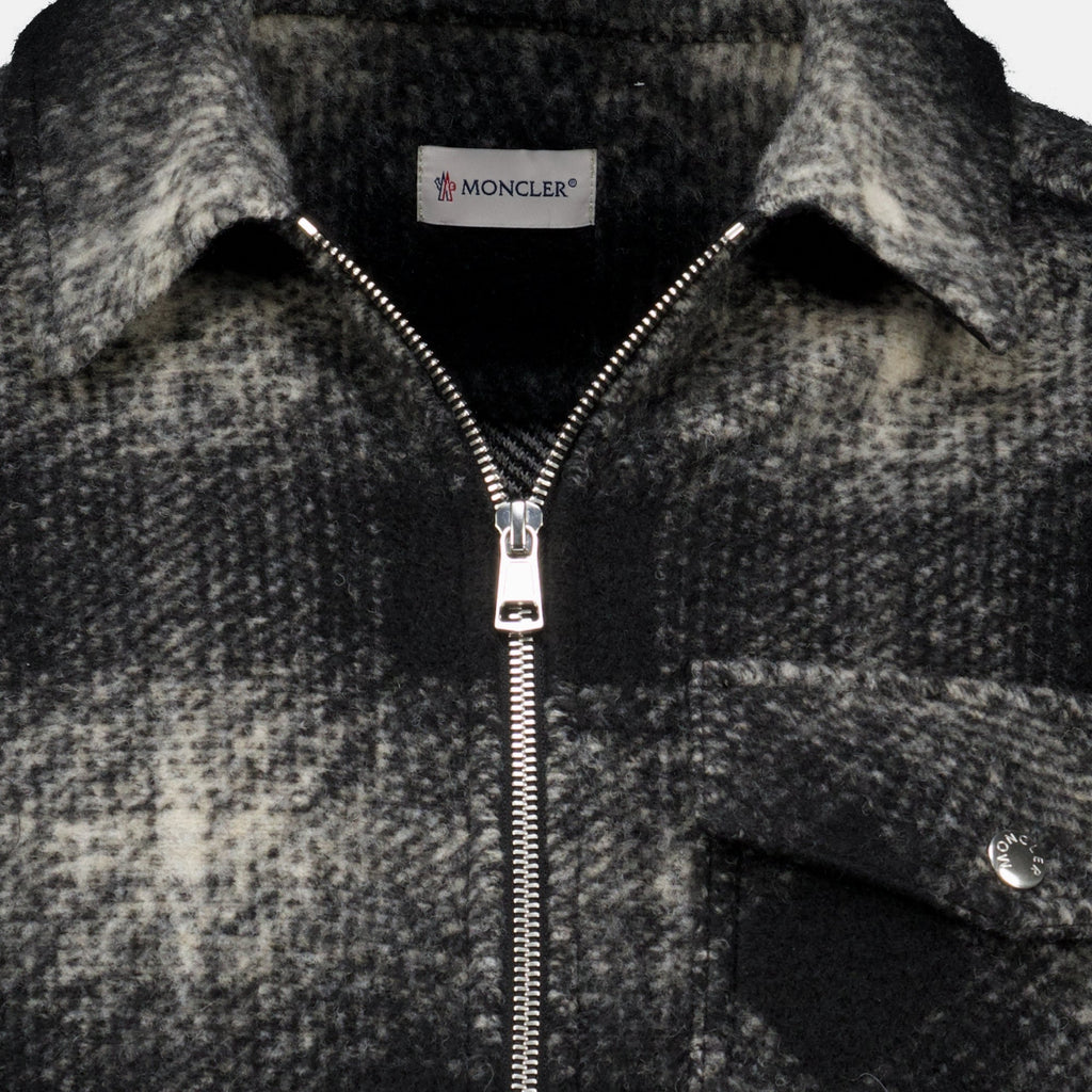 Black Checked Zip-Up Shirt