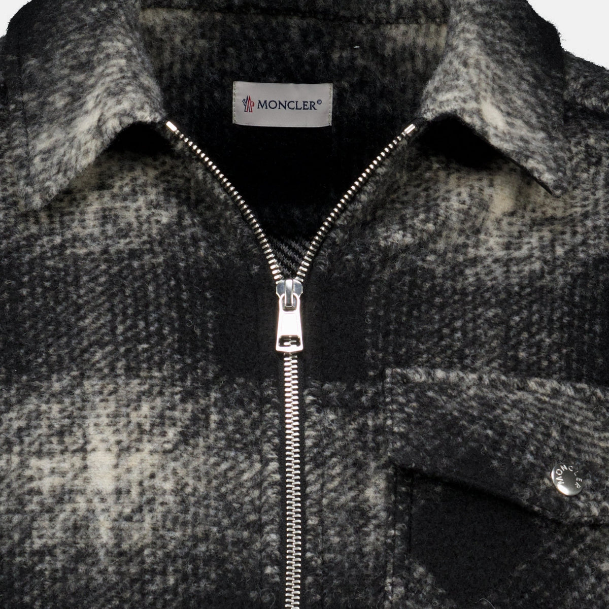 Black Checked Zip-Up Shirt
