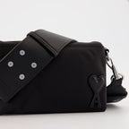 Ami Paris lunch box, water-repellent nylon bag, adjustable shoulder strap, black lunch box, unisex accessories