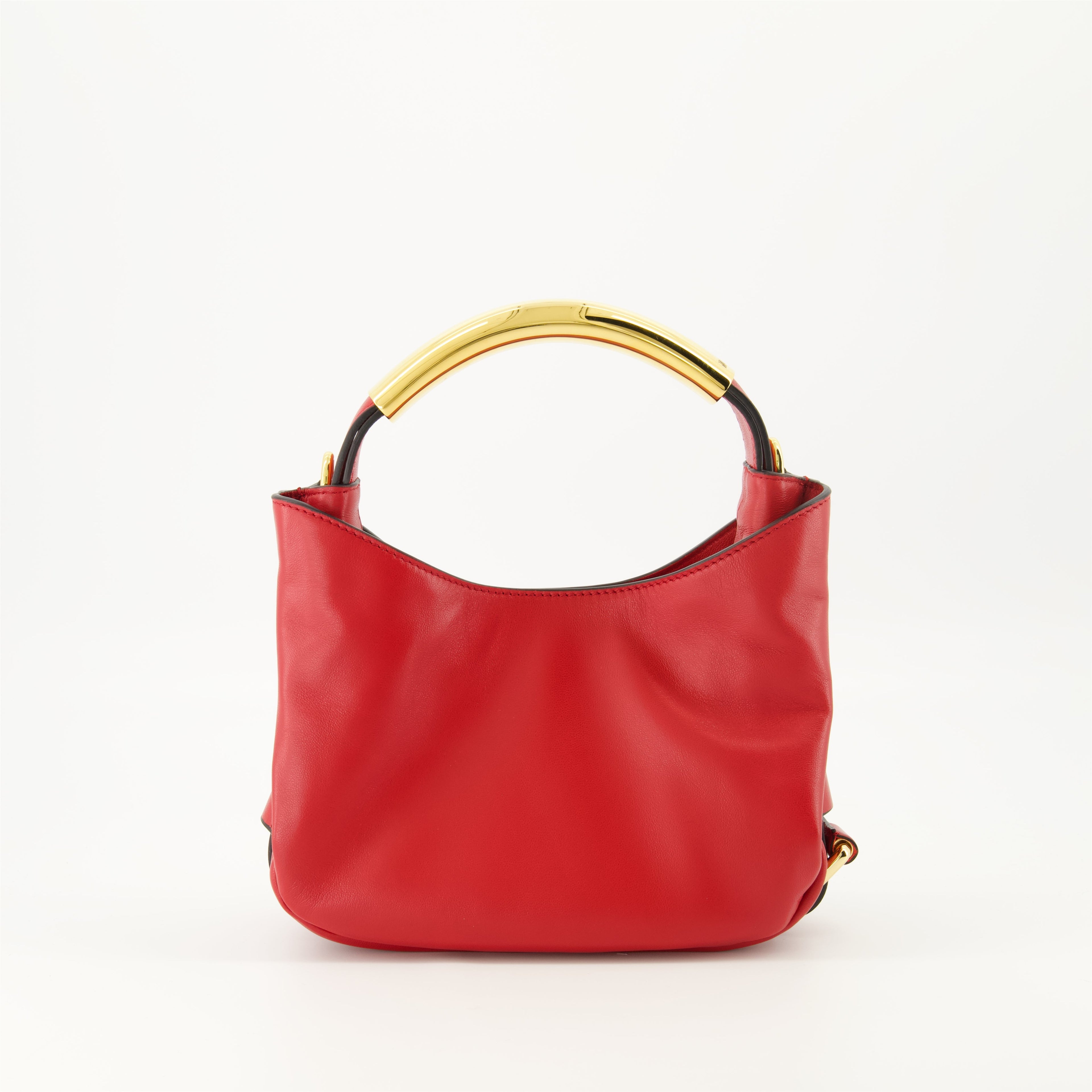 red leather handbag, Moschino Handle Me, nappa leather bag, adjustable shoulder strap, luxury handbag