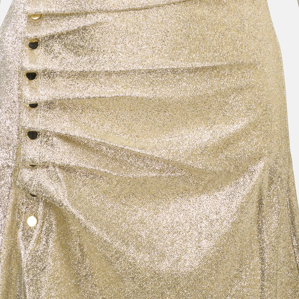 draped lurex dress, gold dress, Rabanne dress, Autumn-Winter 2024, metallic gold clothing