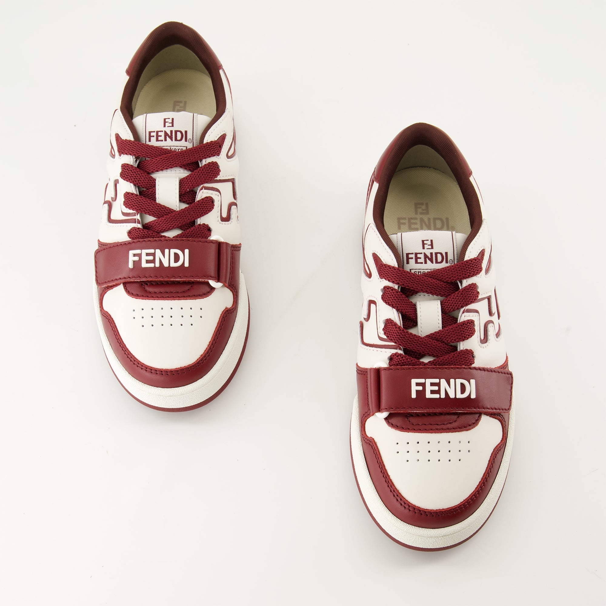 Fendi sneakers, bordeaux leather, luxury sneakers, elegant footwear, designer sneakers