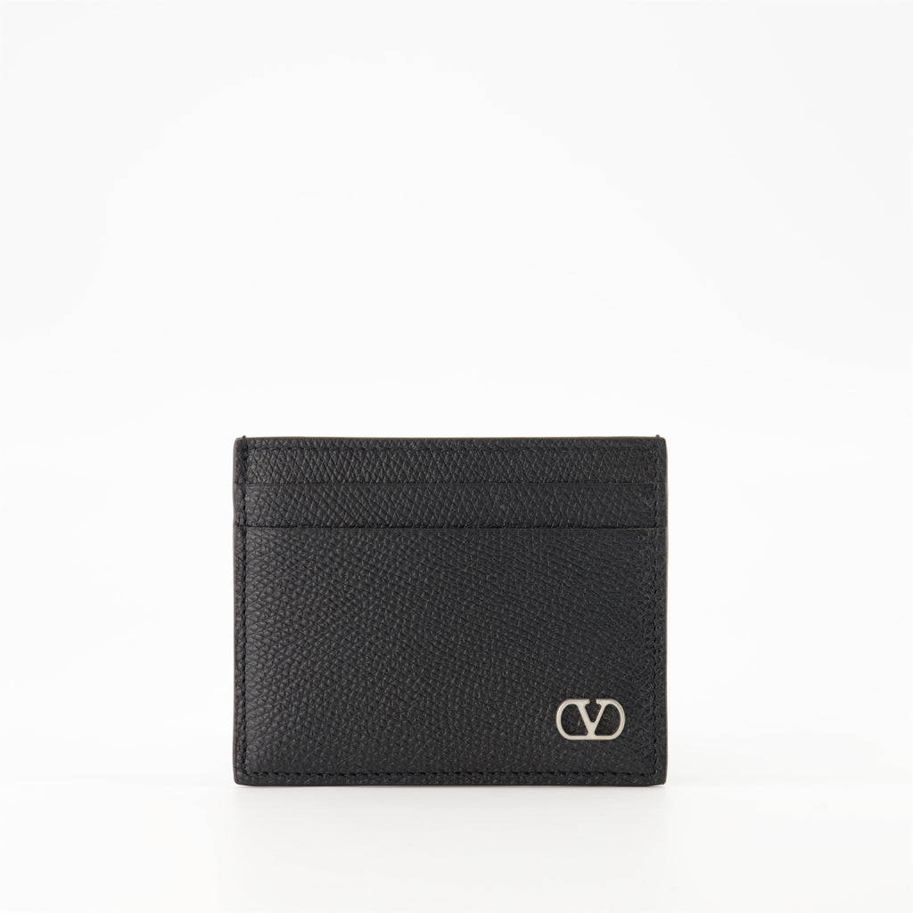 VLogo cardholder, black leather cardholder, Valentino accessories, luxury cardholder, men’s leather collection