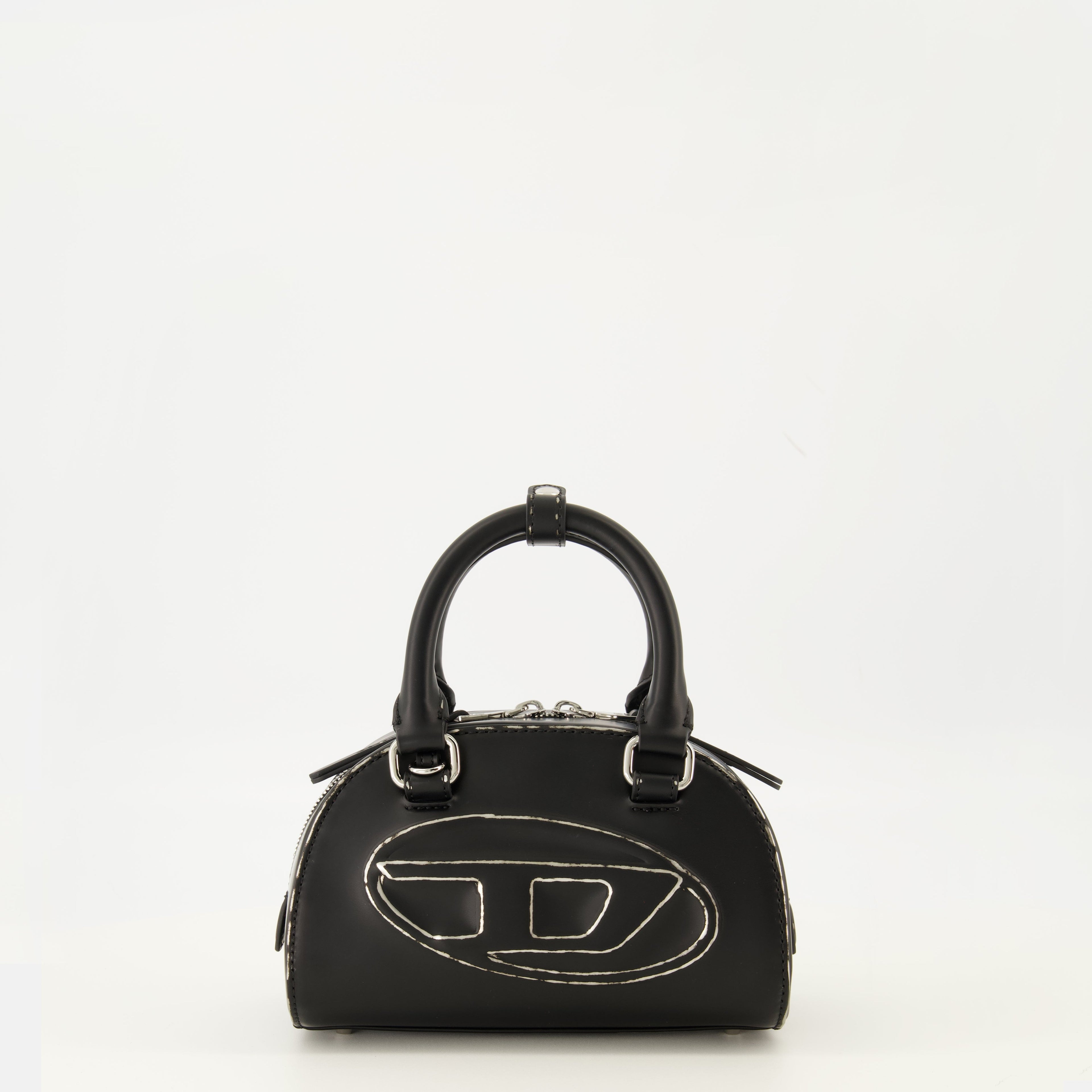 Diesel bag, 1DR Dome bag, nappa leather accessory, black leather bag, women's handbag