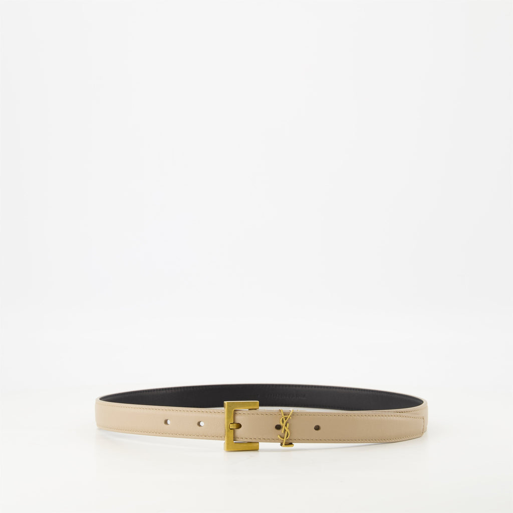 leather belt, luxury accessories, Saint Laurent belt, adjustable belt, modern design