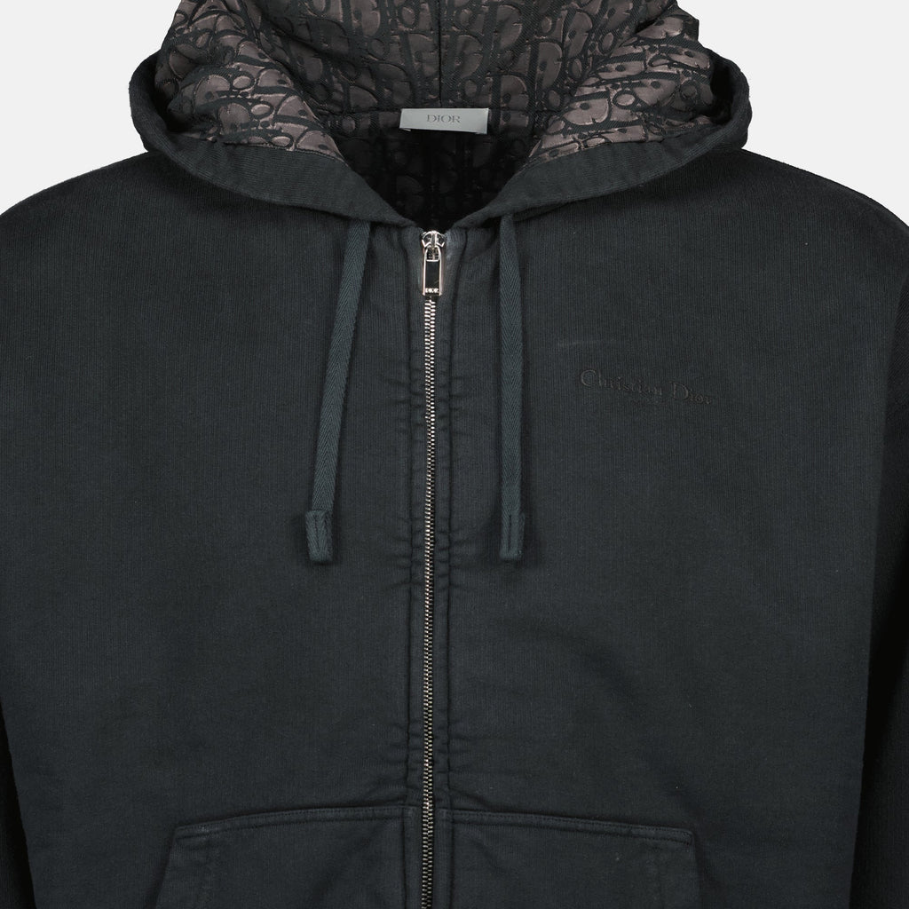디올 남성용 지퍼 후드 자켓 이미지 - 2026 봄-여름 시즌 - 세부 정보 보기 1