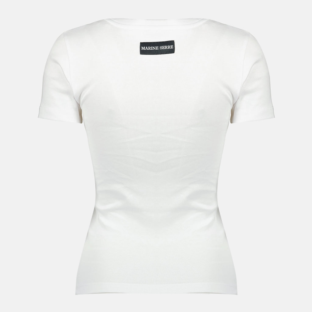 Marine Serre t-shirt, cotton t-shirt, Moon T-shirt, women's apparel, Autumn-Winter collection
