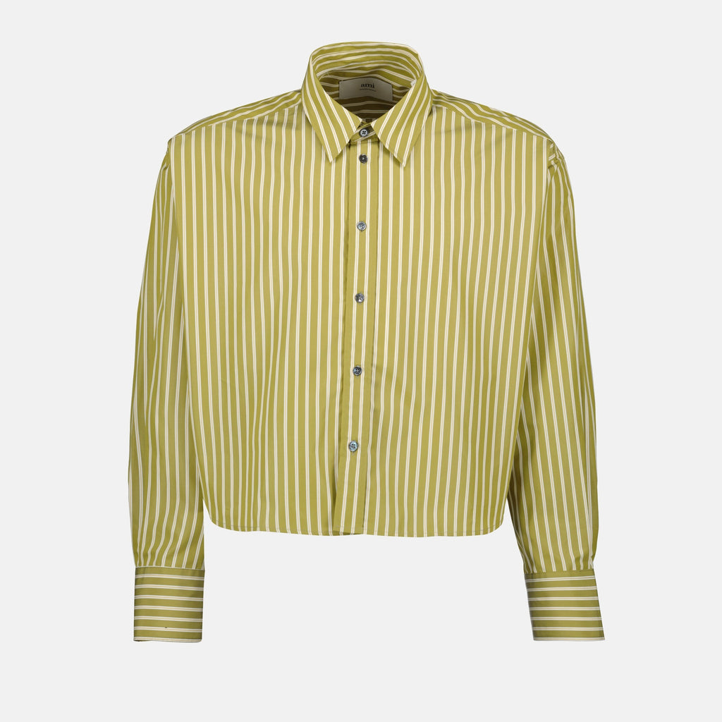 Ami de Coeur, green striped shirt, organic cotton, spring summer collection, unisex fashion