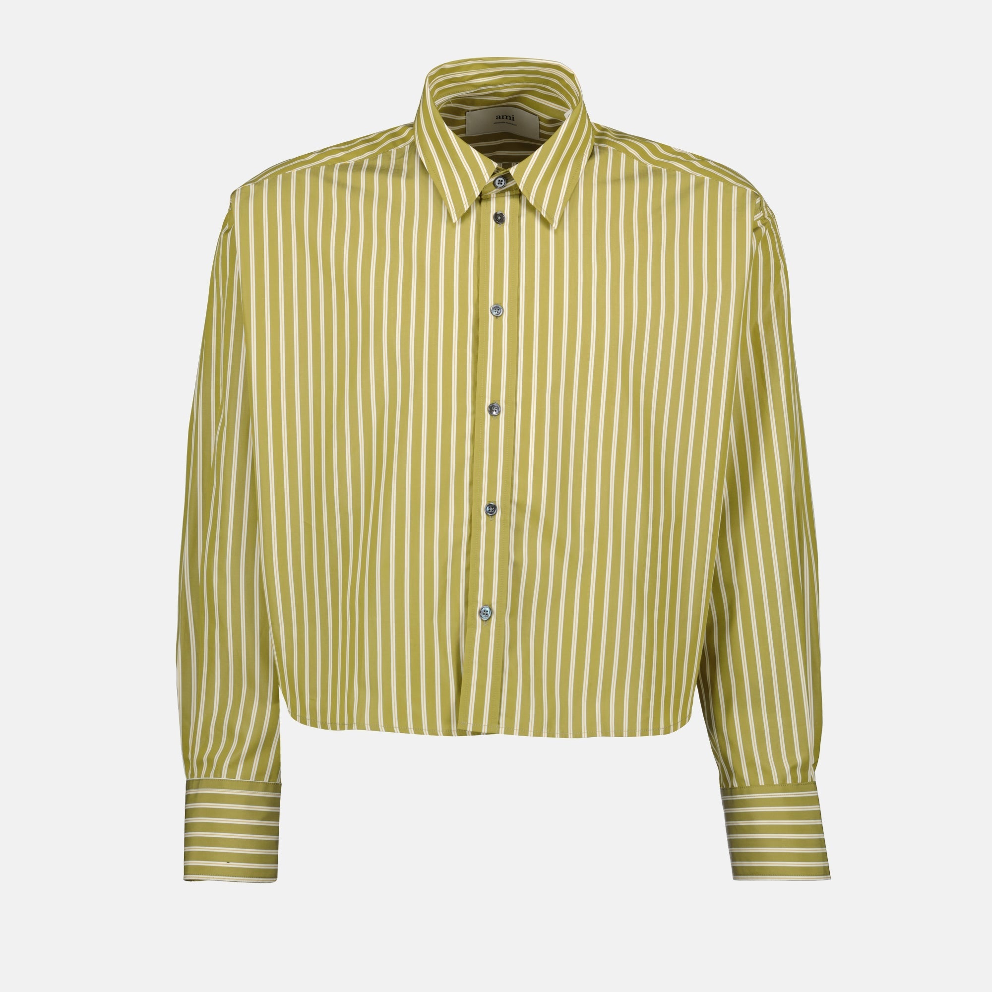 Ami de Coeur, green striped shirt, organic cotton, spring summer collection, unisex fashion