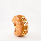 Fendigraphy mini bag, orange crossbody bag, FF print accessory, leather jacquard bag, women's designer bag