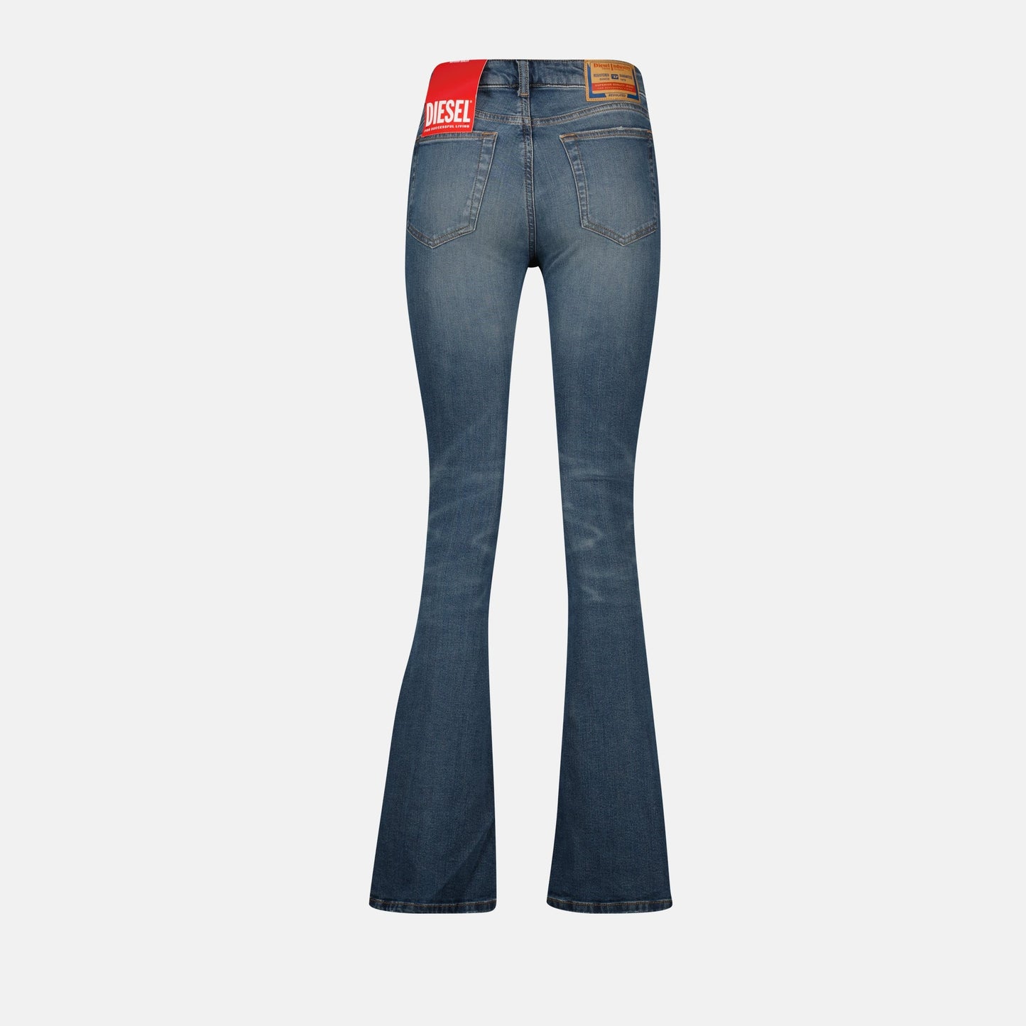 Diesel D-Ebbey, bootcut jeans, washed blue denim, low rise jeans, five-pocket jeans