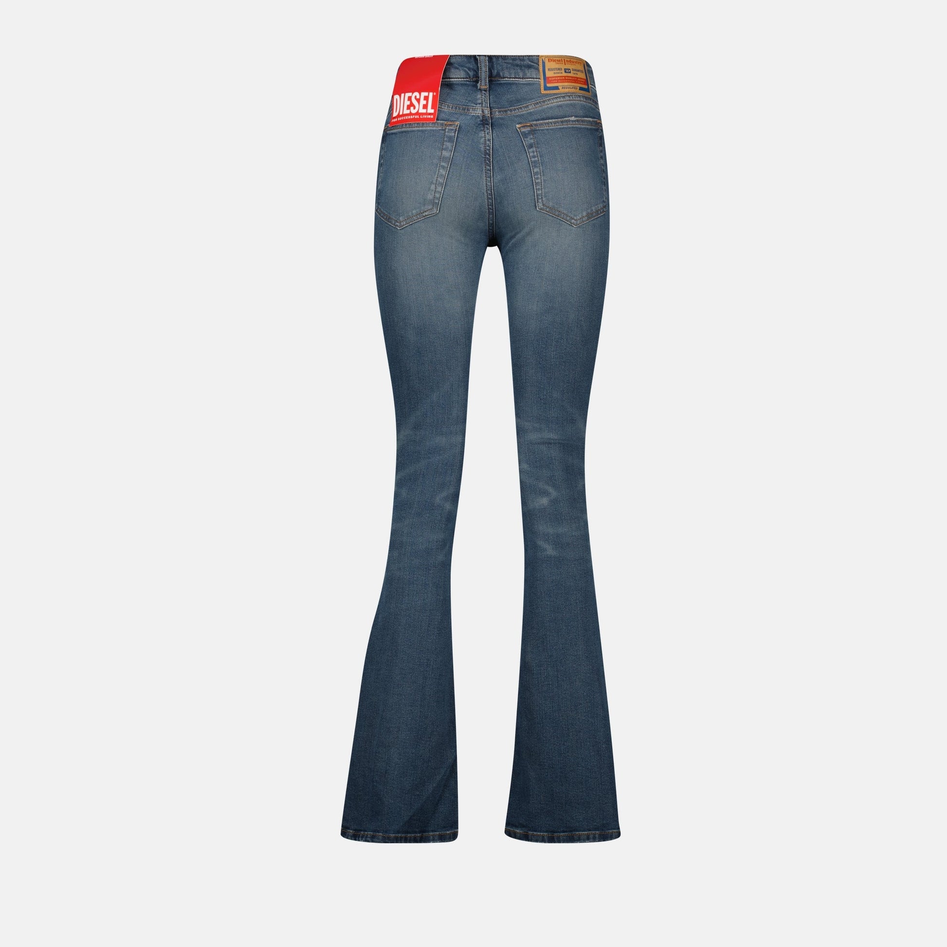 Diesel D-Ebbey, bootcut jeans, washed blue denim, low rise jeans, five-pocket jeans