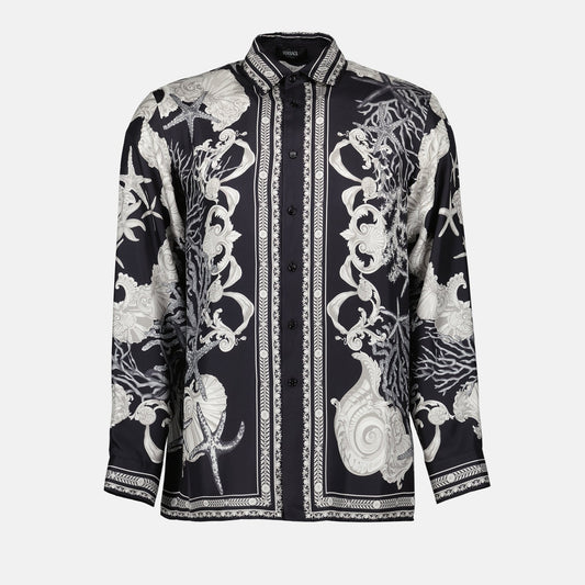 Barocco, Versace, Silk shirt, Black luxury shirt, Autumn-Winter 2024