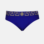 Image of Medusa Greca Navy Swim Briefs by Versace for Men - Season Autumn-Winter 2024 - Front View