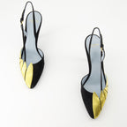 Valentino Garavani, Foliefoliage pumps, black and gold pumps, pointed toe pumps, adjustable ankle strap shoes