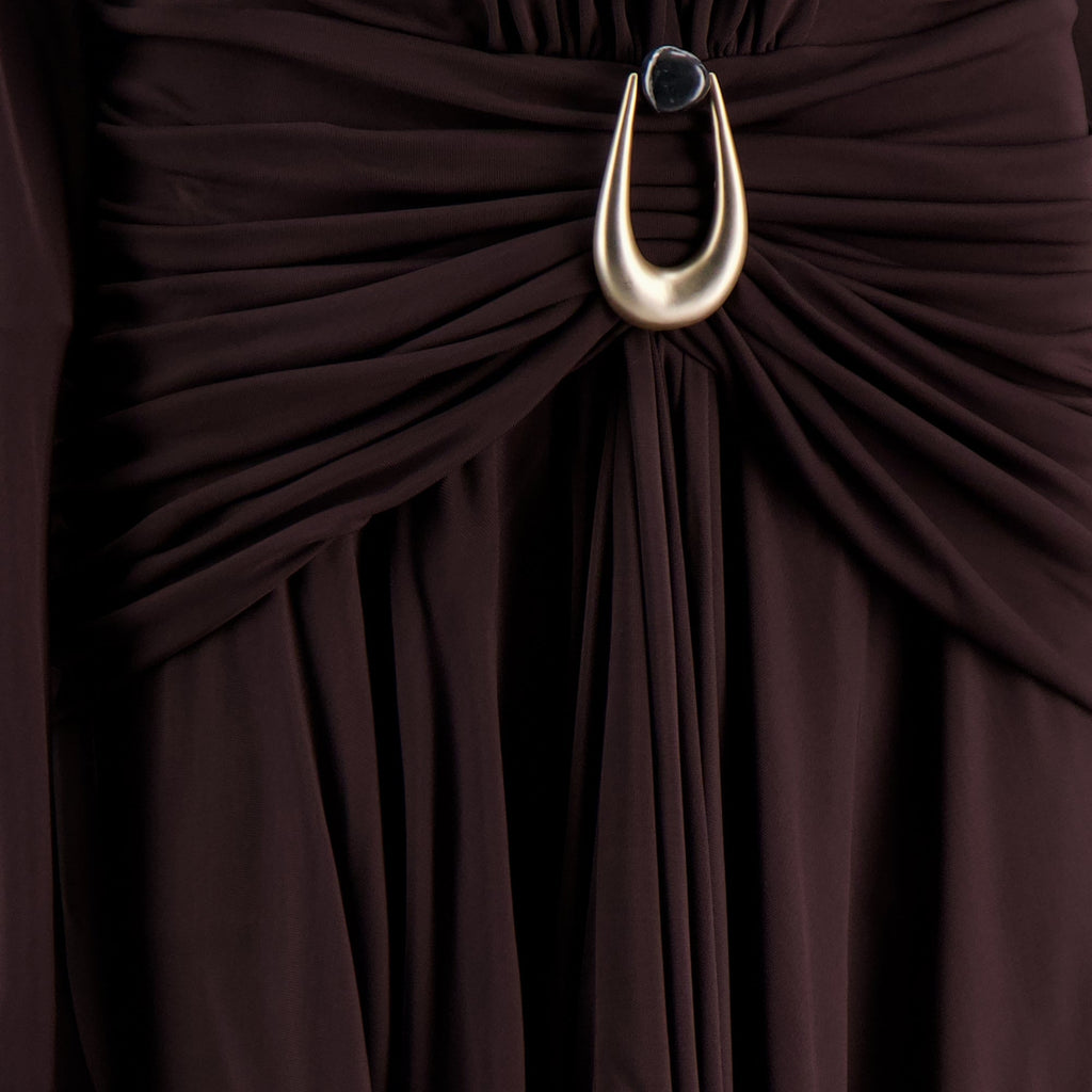 Image of Brown Draped Mini Dress by Christopher Esber for Women - Season Spring-Summer 2026 - Detail View 1