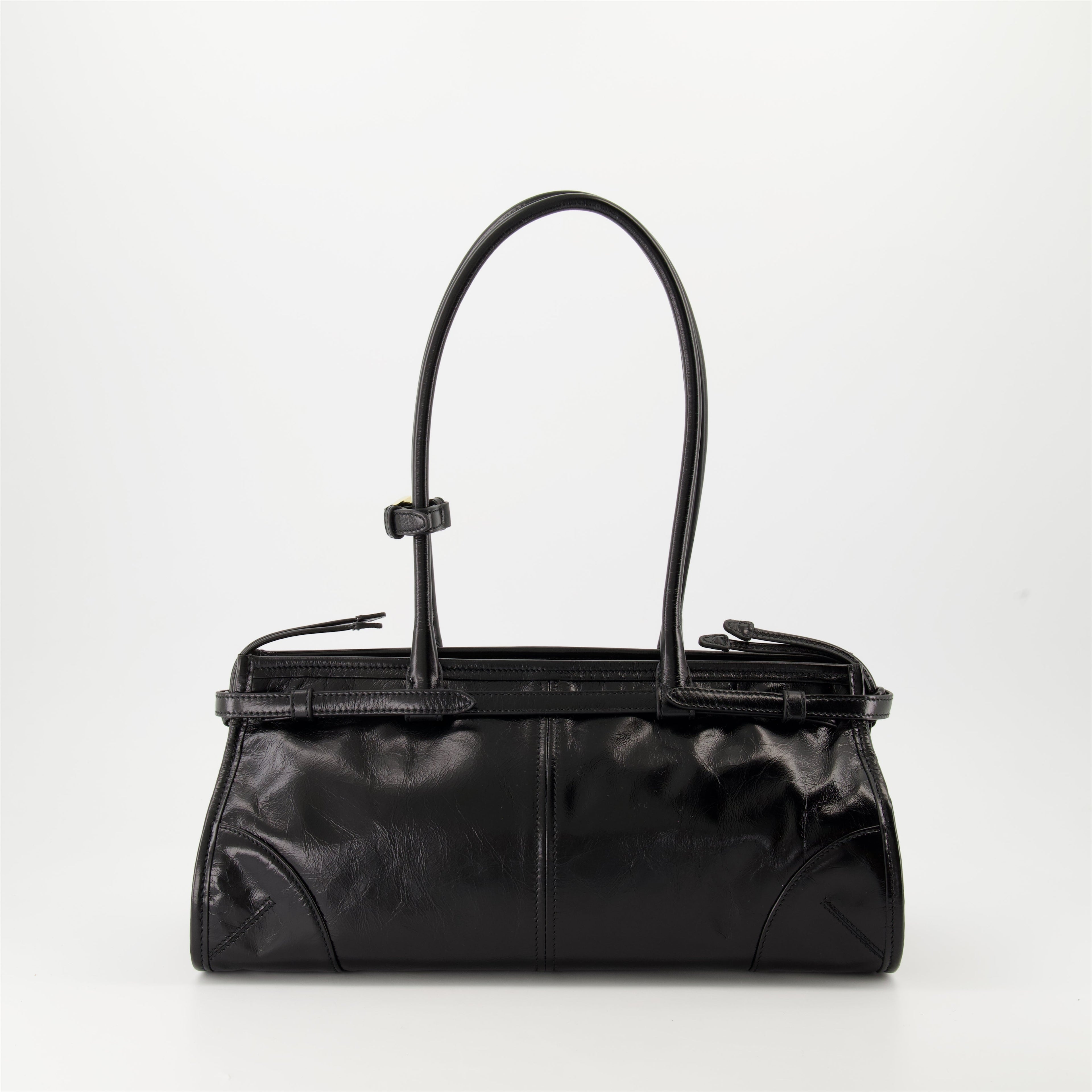 Prada handbag, black leather bag, luxury handbag, Autumn-Winter 2024, elegant accessory