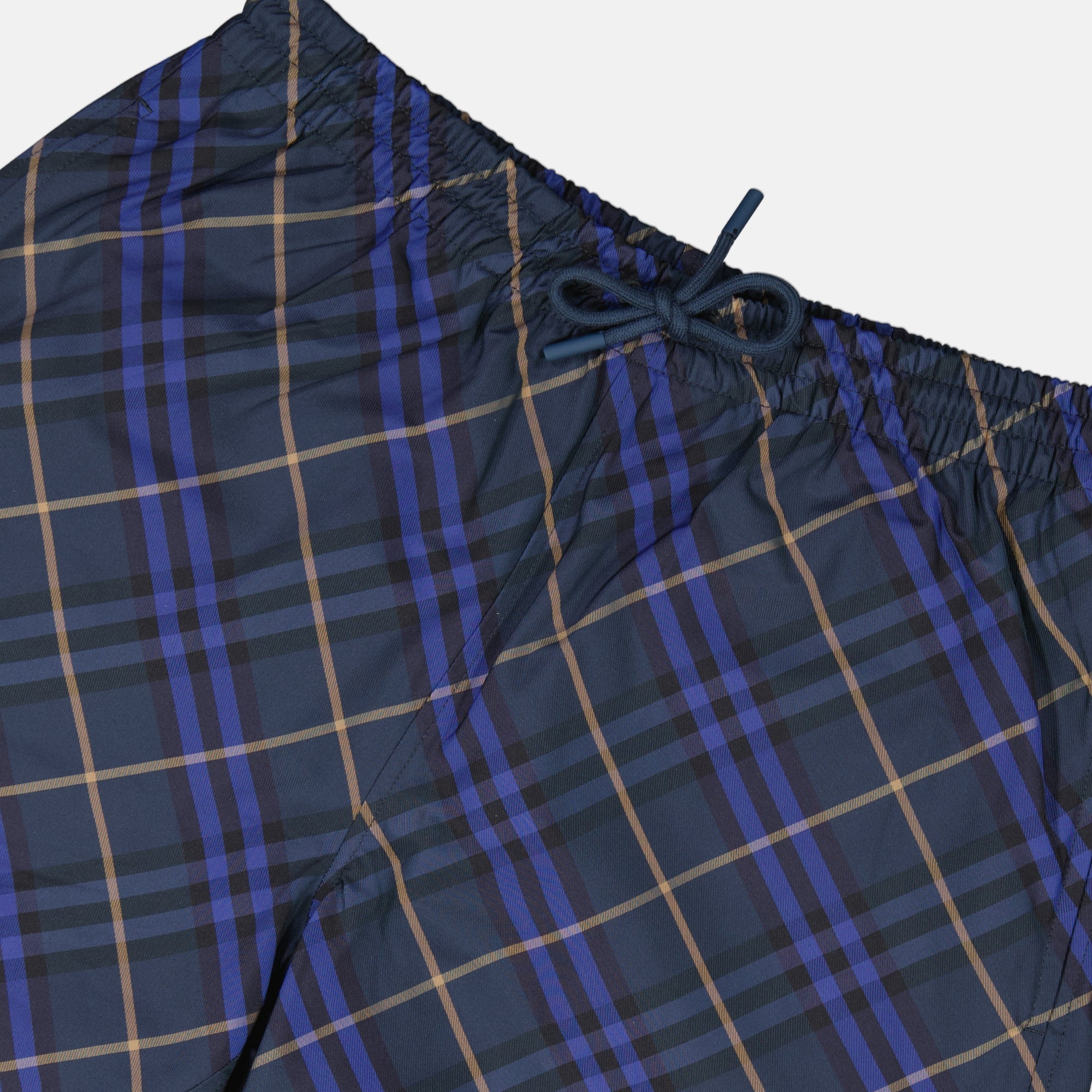 Blue Check Swim Shorts, Burberry Swimwear, Men's Swim Shorts, Adjustable Waist Swim Shorts, Vintage Inspired Swimwear