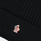 Moncler Grenoble, wool beanie, black beanie, winter accessory, premium wool