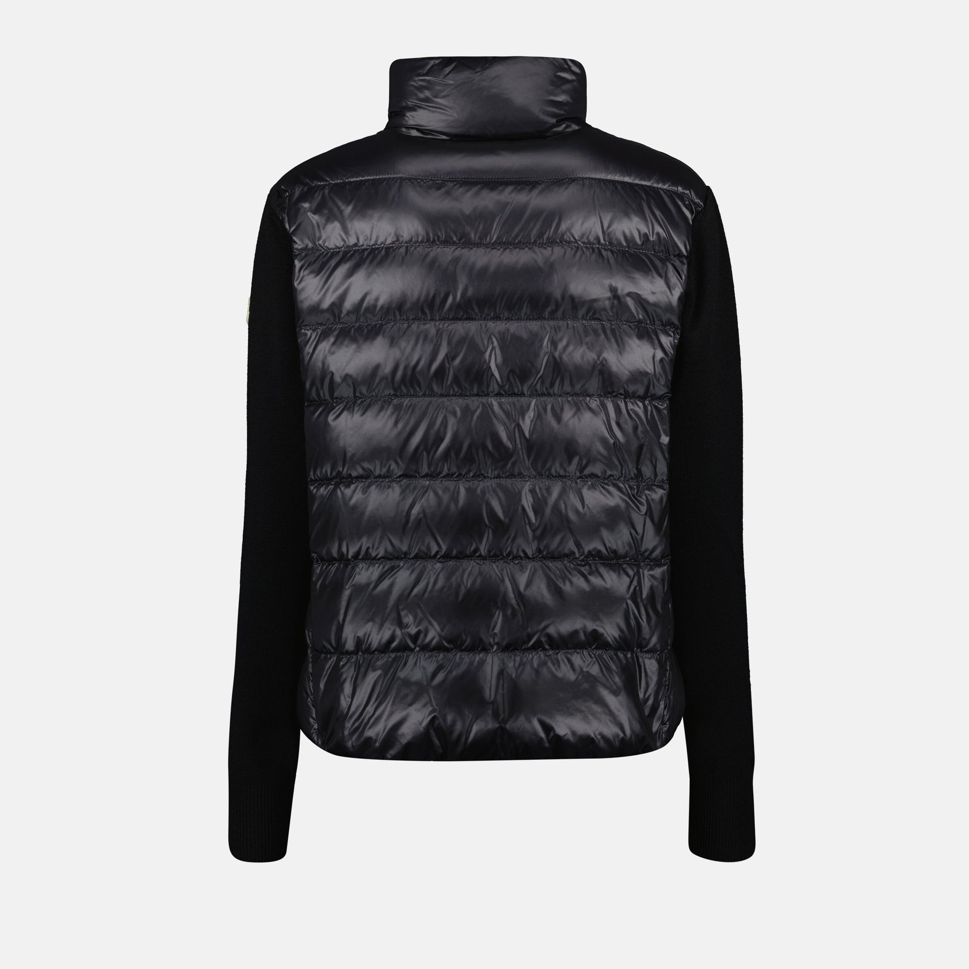 Bi-material jacket, Moncler jacket, black luxury jacket, Autumn-Winter 2024, nylon and wool jacket