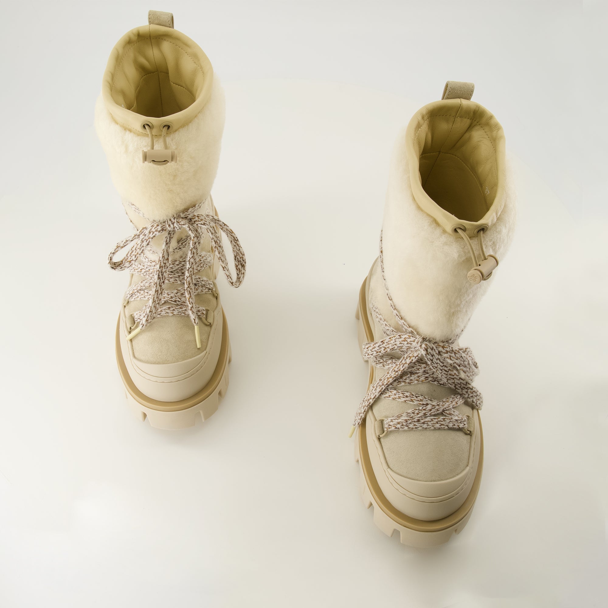 peak beige shearling boots moncler women 15618305720700