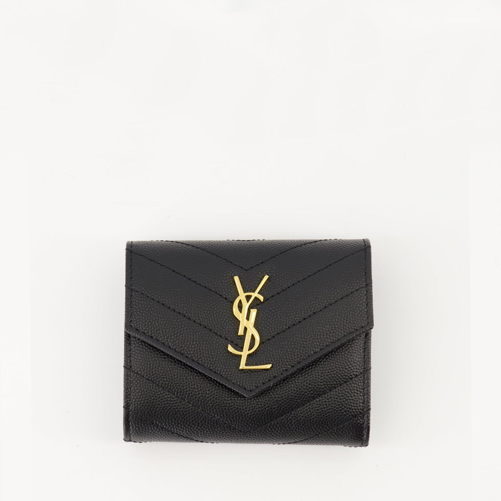 Saint Laurent wallet, Cassandre black wallet, grained calfskin wallet, designer accessories, luxury wallets
