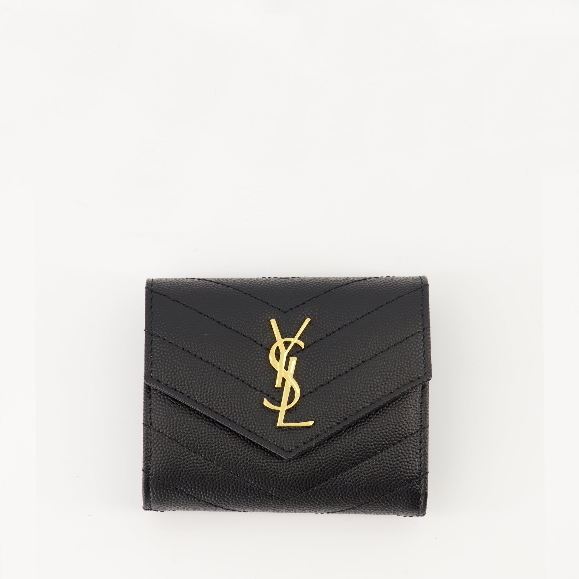 Saint Laurent wallet, Cassandre black wallet, grained calfskin wallet, designer accessories, luxury wallets