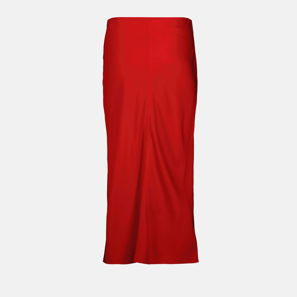 red skirt, midi skirt, AMI Paris, crepe skirt, women's fashion