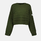 Distressed Green Ribbed Sweater