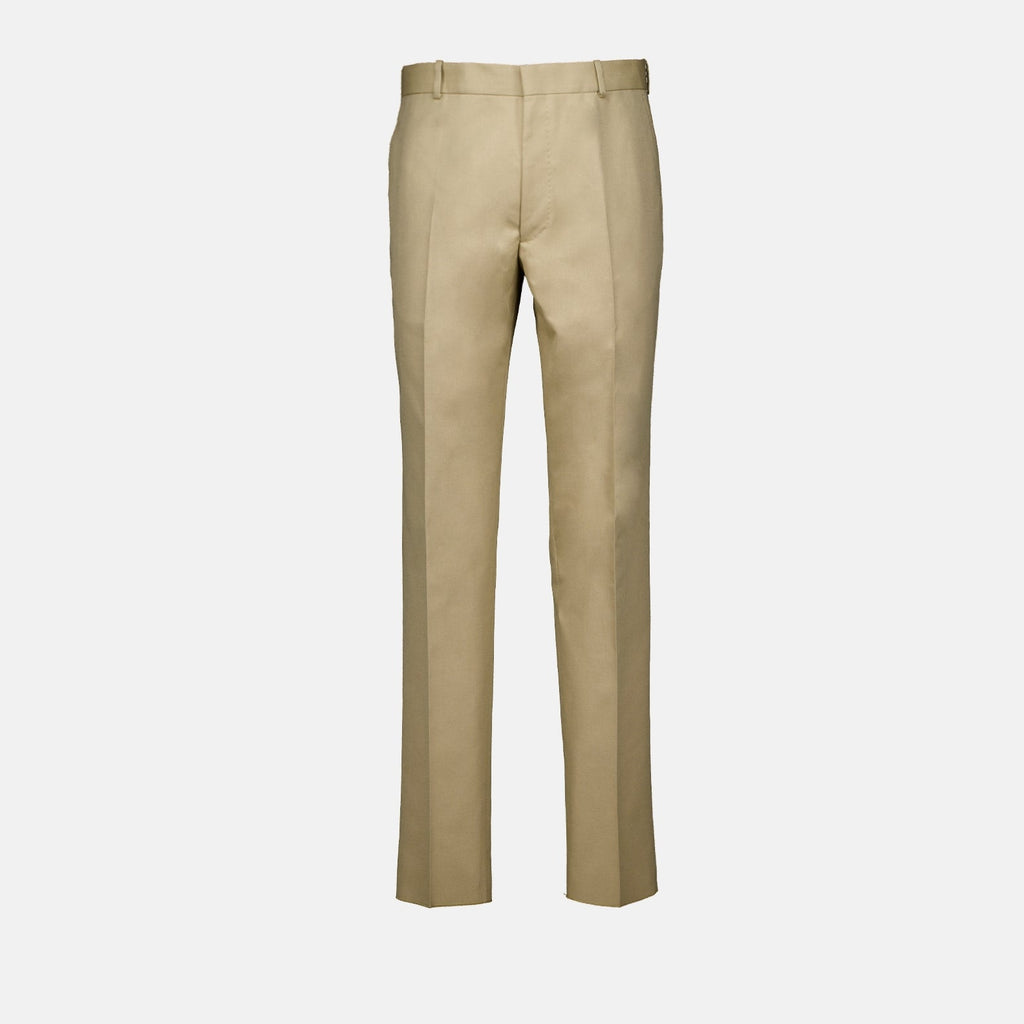 Image of Beige Straight Chino Pants by Alexander McQueen for Men - Season Spring-Summer 2023 - Front View