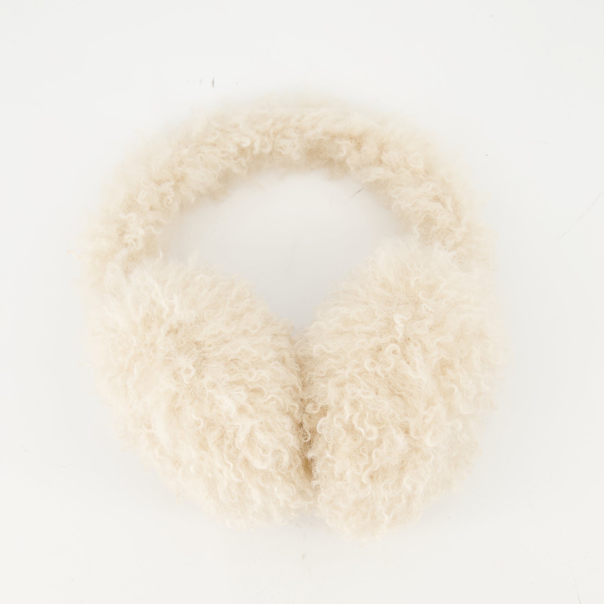 Moncler ear warmers, teddy accessories, winter apparel, beige ear warmers, cold weather gear