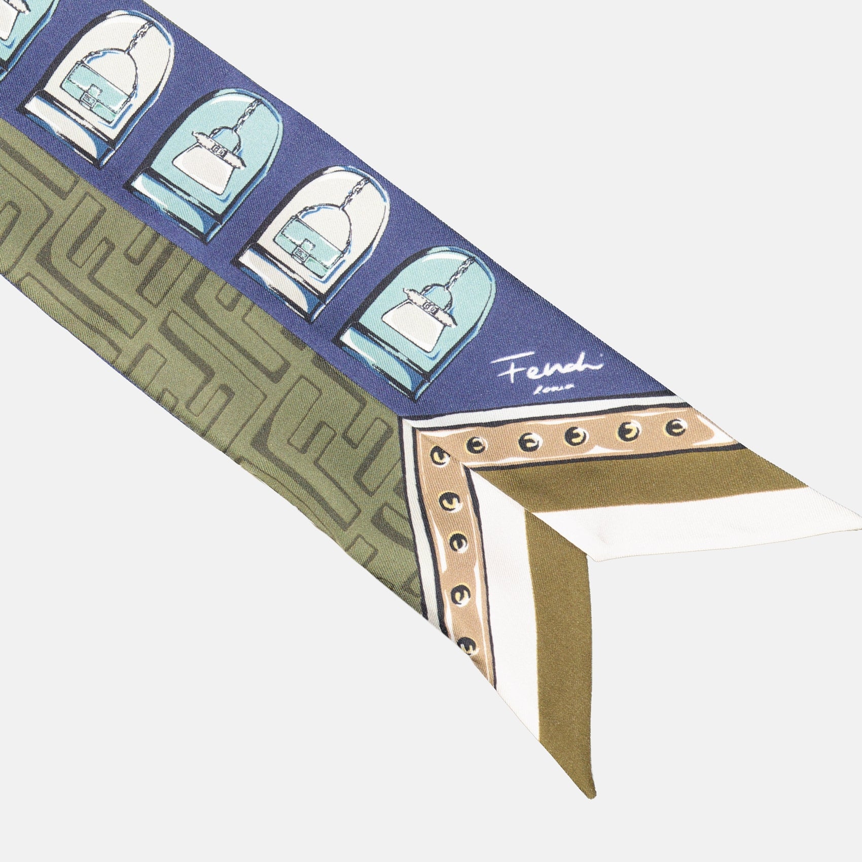 silk bandeau, Fendi FF print, Autumn-Winter 2024, elegant accessory, luxury fashion