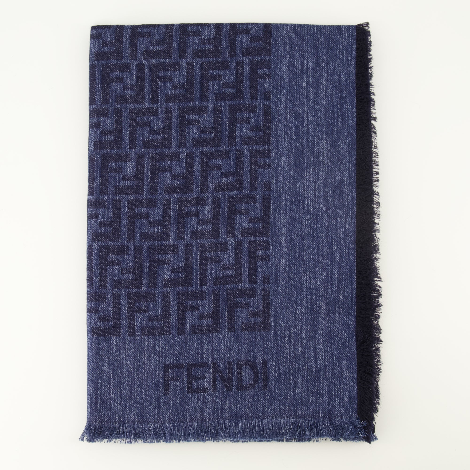Image of Châle FF Bleu Marine by Fendi for Women - Season Spring-Summer 2026 - Front View