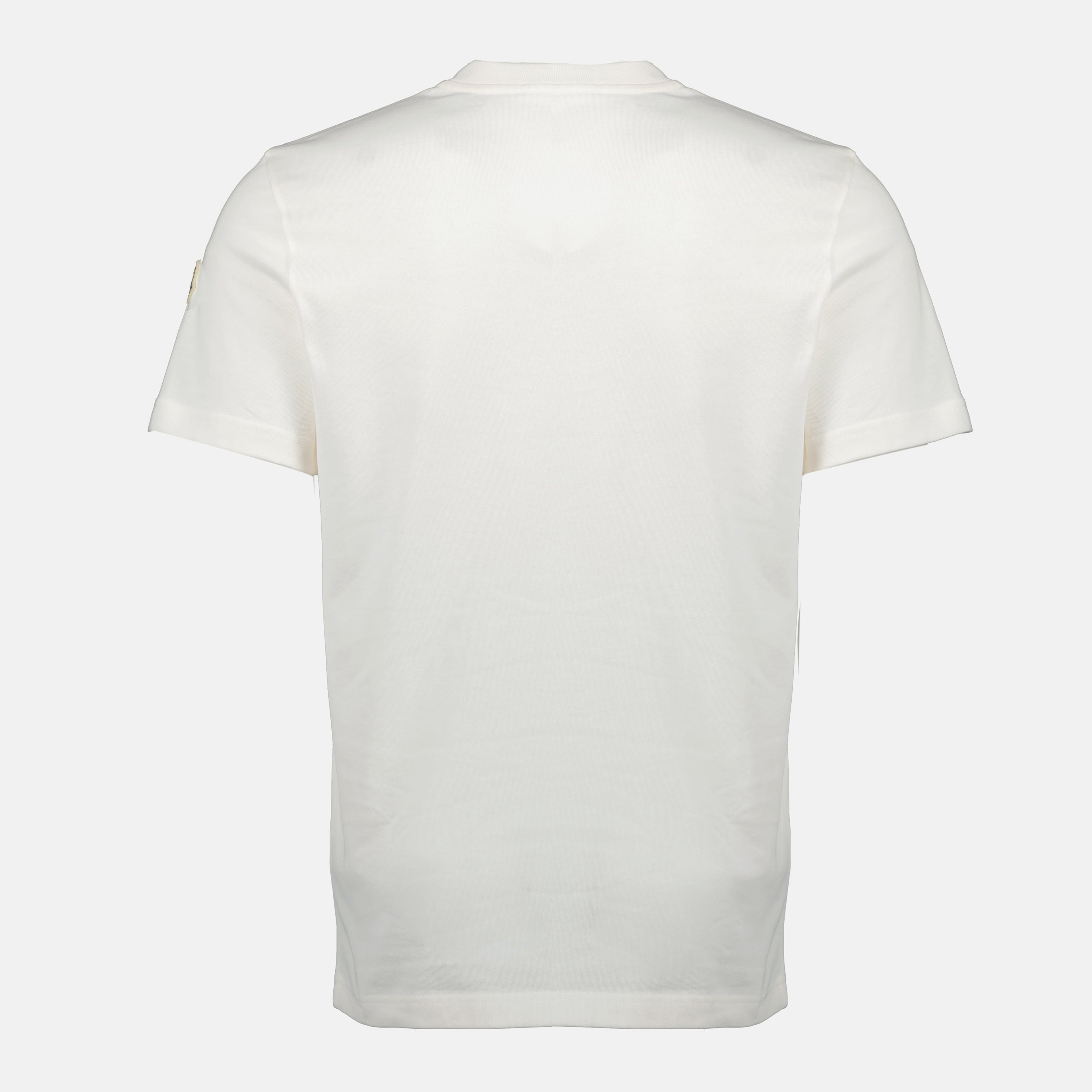 Moncler t-shirt, cotton jersey t-shirt, white logo t-shirt, men's fashion, casual wear