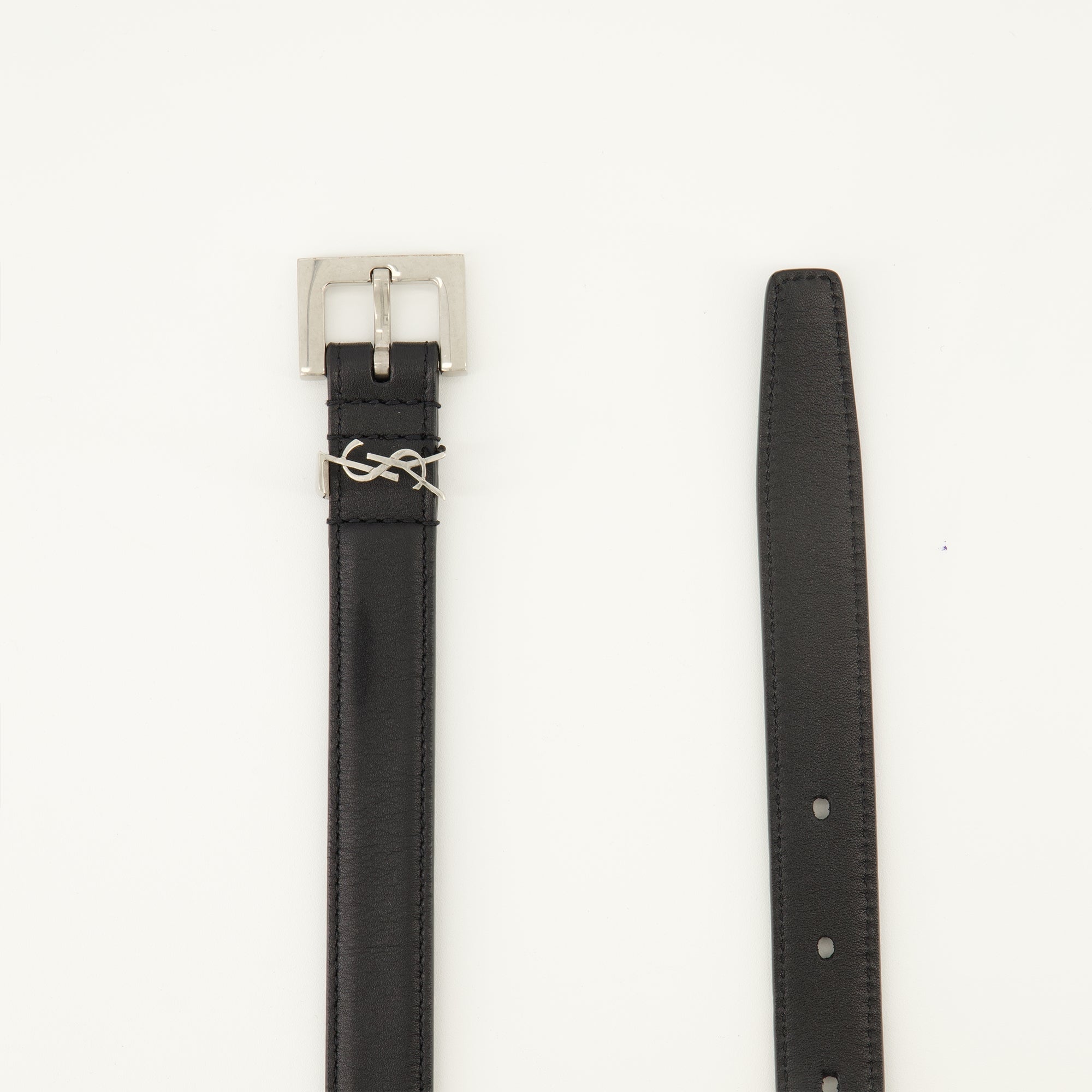 Saint Laurent belt, black leather accessory, adjustable belt, luxury belts, designer accessories